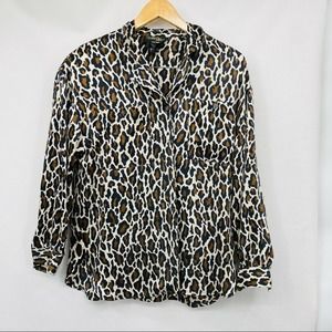 Christine Phillipe Vintage Silk Leopard Print Top S
